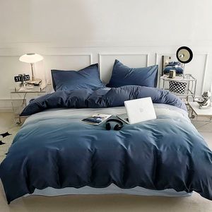 Gradient Blue 3PCS Duvet Cover <b>Set</b> Galaxy Space Queen Size <b>Comforter</b> with Zipper Closure 1 Duvet + 2 Pillowcases - Product Image 1