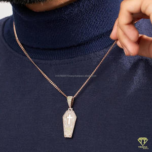 Custom Hip Hop Coffin Cross Pendant With Moissanite Diamonds Luxury Rose Gold Pendant Necklace For Fashion Lovers - Product Image 6