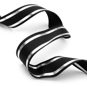 Neelkamal Industries 25mm Black Silver Festive Metallic <b>Ribbon</b> Decorative for Wedding Decor Bows Stage Styling - Product Image 2