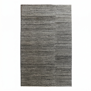 Tapis DECORDEC personnalisé en laine noire ivoire, écologique, antidérapant, tufté à la main, à poils épais, micro-rayé, pour salon moderne - Product Image 1