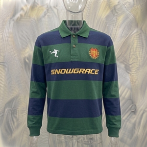 เสื้อรักบี้แขนยาวลายทาง Snowgrace ปักโลโก้ คอปกพับได้ ทรงปกติ สำหรับเด็กผู้ชาย - Product Image 3