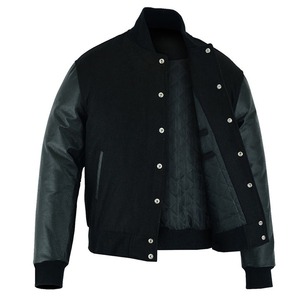 Blouson universitaire 2026 OEM très demandé, noir, en laine et cuir, pour homme, haute qualité, faible MOQ, blousons d'hiver chauffants - Product Image 3