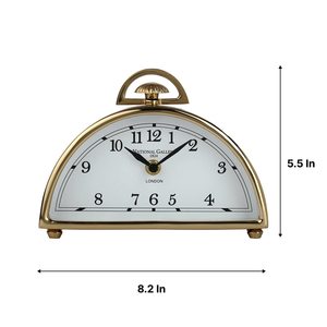 Horloge de bureau en laiton, style antique, affichage numérique, mouvement électronique, fonctionne à piles, cadre circulaire moderne en métal doré, chiffres romains - Product Image 5