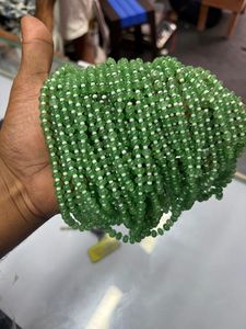 Natural Green Stone Rondelle Beads Faceted Loose Gemstone Beads for Jewelry Making - Product Image 1