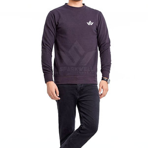 เสื้อสเวตเชิ้ตคอกลมสีม่วงเข้มสำหรับผู้ชาย ทรงปกติ ผ้าถัก ระบายอากาศได้ดี สีพื้น ใส่สบายๆ สำหรับฤดูใบไม้ร่วง - Product Image 2