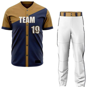 Conjunto de Uniforme de Béisbol con el Número 19 en Color Azul Marino y Dorado, Transpirable, para Entrenamiento, para Hombre - Product Image 1