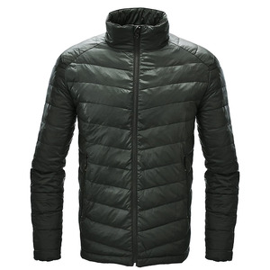 Chaqueta Acolchada Negra para Hombre, Cuello Alto, Cierre de Cremallera, Resistente al Viento, Informal de Invierno, Corte Ajustado, Relleno de Poliéster, Largo Regular - Product Image 1