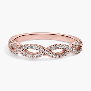 <b>Infinity</b> Twist Micropavé Diamond Wedding Ring in <b>Rose</b> Gold - Product Image 3