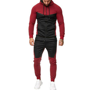 Ensemble de survêtement zippé pour homme, automne, patchwork, sweat-shirt et pantalon, tenue de sport, vêtement homme - Product Image 1