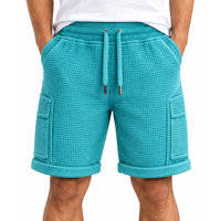 Shorts en tricot gaufré pour hommes, streetwear personnalisé, décontractés, en tissu gaufré doux, taille élastique, été, fournisseur OEM en gros pour hommes