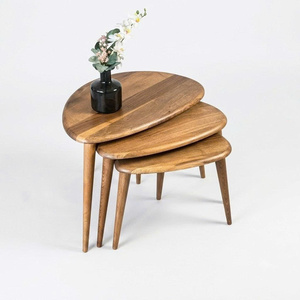 Handmade Set of <b>3</b> Walnut <b>Nesting</b> Coffee <b>Tables</b> Mid-Century Modern Side <b>Tables</b> for Living Room - Product Image 1