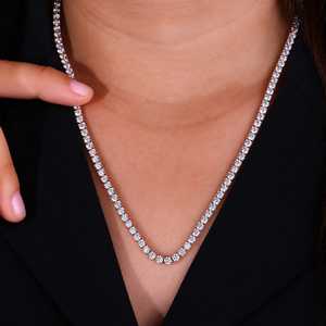 3mm Round Cut Moissanite Diamond Tennis <b>Chain</b> <b>Necklace</b> 10k 14k 18k Solid <b>Gold</b> <b>Rose</b> <b>Gold</b> Silver Mens Womens Jewelry - Product Image 1