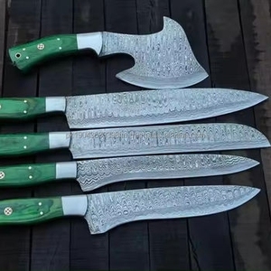 Ensemble de couteaux de chef professionnels en acier Damas, 5 pièces, manche en bois de rose, fabrication artisanale, écologique, logo personnalisé, vente chaude - Product Image 3