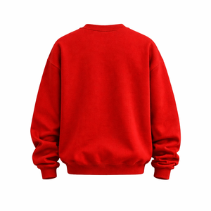 Sweat-shirt surdimensionné rouge pour femmes de qualité supérieure, texte personnalisé, logo, col rond décontracté, pull chaud en molleton 100% coton, streetwear - Product Image 4