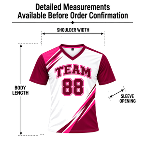 เสื้อกีฬาคอวีแบบยูนิเซ็กซ์ พิมพ์ลายแบบซับลิเมชั่น แขนสั้น โพลีเอสเตอร์ 100% หมายเลขทีม 88 ชุดยูนิฟอร์มตาข่ายระบายอากาศแบบสั่งทำพิเศษ - Product Image 1