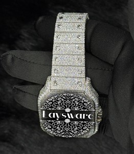 Luxury Streetwear Stainless Steel Iced Out Full White Moissanite Diamond Analog Glass Dial Mechanical Unisex <b>Watch</b> - Product Image 6