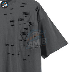 Camisetas para Hombre con Efecto Desgastado, MOQ Bajo, Material Poliéster/Algodón, Ligeras, Sólidas, Transpirables, Estilo Urbano, Logotipo Personalizado, Todos los Colores - Product Image 5