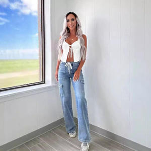 Pantalons pour femmes en gros : Pantalons décontractés, cargo, boyfriend, en jean à jambe large pour femmes - Product Image 4