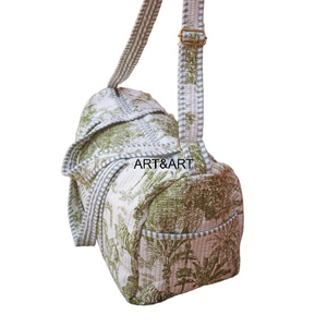 กระเป๋าถือผ้าฝ้ายแบบควิลท์สำหรับผู้หญิง กระเป๋าสะพายข้างแบบพับได้ เป็นมิตรกับสิ่งแวดล้อม เหมาะสำหรับโยคะ ช้อปปิ้ง มีหูหิ้วสองข้าง ปิดด้วยซิป ใช้สำหรับเดินทาง ซักทำความสะอาดได้ - Product Image 3