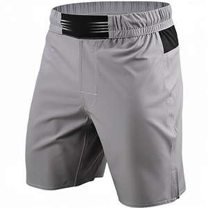 Pantalones Cortos de Boxeo Unisex Grises de Secado Rápido, Talla Grande, Estilo Tailandés, Ajustados, de Poliéster, con Logotipo Frontal, Ropa Deportiva para Entrenamiento de Boxeo - Product Image 1