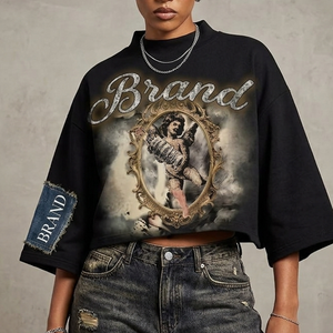 Glory Custom Distressed Graphic Boxy Fit <b>Black</b> <b>T</b> <b>Shirt</b> 100% Cotton Soft Fabric Trending Vintage Style For Unisex Wear - Product Image 6