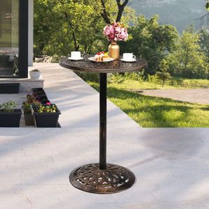 Tavolo da Bistrot in Bronzo Antico per Esterni, Tavolo Rotondo da Bar per Patio, Tavolo da Cocktail Alto - Product Image 3