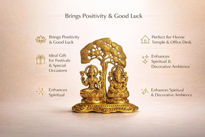 Estatua de Metal Hecha a Mano de Lakshmi Ganesha de 7.5 Pulgadas para Decoración del Hogar, Pooja, Diwali, Bodas, Regalo Indio, Figura Religiosa, Arte - Product Image 4