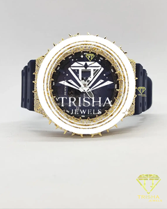VVS Moissanite <b>Diamond</b> Spike Bezel <b>Watch</b> in 925 Sterling Silver Luxury Iced Out Statement Timepiece - Product Image 1
