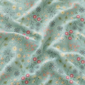 Enchanted Meadow Wildflower Print Linen Look Cotton Mull <b>Fabric</b>-<b>Medium</b> Weight Plain Woven for Apparel & Home Decor - Product Image 3