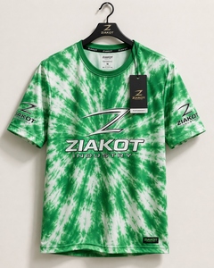 เสื้อยืด ZIAKOT รุ่นใหม่ ดีไซน์พิเศษสำหรับผู้ชาย ลายมัดย้อมสีเขียว-ขาว แบบ 3 มิติ สำหรับออกกำลังกาย - Product Image 1