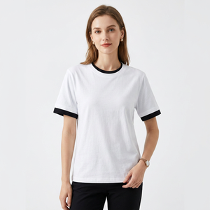 Men's Regular Fit O-Neck Short <b>Sleeve</b> Knitted Cotton Jersey <b>T</b>-<b>Shirt</b> Sporty Blank Design Print Quick Dry Eco-Friendly White <b>Black</b> - Product Image 5