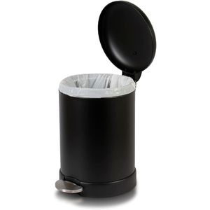 Cestino per Rifiuti Rotondo in Acciaio Inox da 1,2 Galloni, Piccolo Contenitore Nero in Metallo con Coperchio a Chiusura Morbida e Pedale - Product Image 2