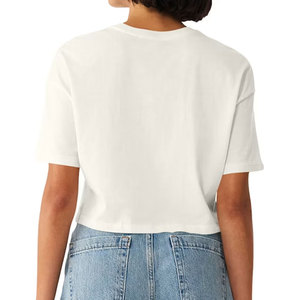 Women's <b>White</b> <b>Crop</b> <b>Top</b> Short Sleeve Crew Neck T-Shirt 100% Cotton Jersey Loose Fit Casual Letter Print Summer Wear - Product Image 2