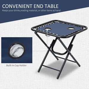 Set di Sedie Pieghevoli Reclinabili Blu con Tavolino Laterale e Portabicchieri, Sdraio a Gravità Zero con Poggiatesta - per Bordo Piscina e Campeggio - Product Image 5