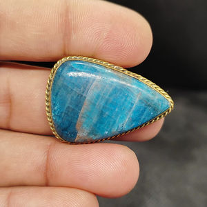 Colgantes de Moda de Apatita Natural 100% con Ranura de Latón, de Alta Calidad, para Macramé, Venta al por Mayor - Product Image 1