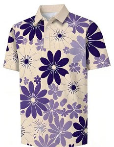 Men's Floral Print Polo Shirt Short Sleeve Casual Breathable Cotton Oxford Fabric Regular Fit Digital Printed Design - Product Image 3