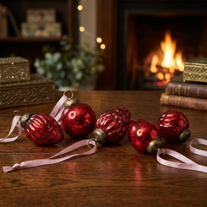 VIXM-50315 <b>Mini</b> Glass <b>Christmas</b> Ornament | Modern Bauble | Red Wine Clear | Gold Turquoise | <b>Tree</b> Decoration | Home Decor - Product Image 2