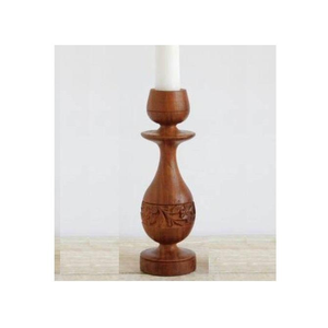Portavelas Clásico Vintage de Madera Pulida Ecológica para Velas de Té y Velas de Pilar, Ideal para Mesita de Noche - Product Image 1