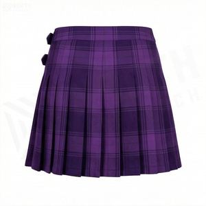 Minifalda a Cuadros para Mujer, Corte en A, con Cinturón Ajustable, Diseño Plisado, Cintura Regular, Tejido de Tela, Estilo para Todas las Temporadas - Product Image 2