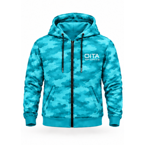 Cyan Camo Tracksuit Unisex Full <b>Zip</b> <b>Hooded</b> Jacket Jogger Pants Set Custom Camouflage Athletic Casual Training Sportswear Outfit - Product Image 1