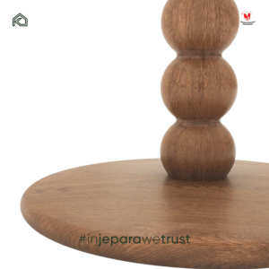 Solid Teak Wood Round Side <b>Table</b> Handcrafted Bobbin <b>Pedestal</b> Accent <b>Table</b> for Living Room Hotel Villa Furniture - Product Image 5