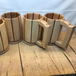 High Quality Handcrafted Teak Wood Beer Mug 1L Capacity Classic Style <b>Microwave</b> Safe Custom Pattern Party <b>Smart</b> Feature - Product Image 1