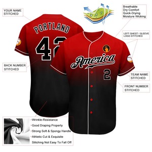 Anti-Bacterial Top Quality OMMiZ men Custom Red Black-White Authentic Fade Fashion <b>Baseball</b> Jersey - Product Image 3
