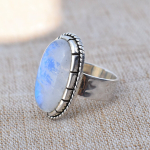 Belle bague en argent sterling 925 avec cabochon en pierre de lune, faite à la main, bijou statement - Product Image 3