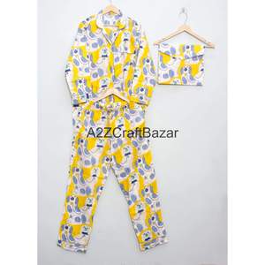 Conjunto de Pijama de Algodón 100% con Estampado Floral para Mujer, Invierno, Mangas Largas, Cintura Elástica, Transpirable y de Secado Rápido - Product Image 3