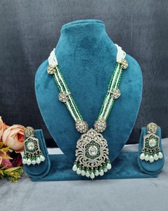 ชุดสร้อยคอจี้มุกมิ้นท์หรูหรา Ping Bling สไตล์คุณดันแบบดั้งเดิม สำหรับเจ้าสาว งานแต่งงาน งานเลี้ยง ของขวัญ ชุดเครื่องประดับ - Product Image 3