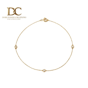Bracelet chaîne à maillons en or jaune massif 9 carats avec sertissage clos et diamant de laboratoire de 1,8 mm, pour femme, idéal pour le quotidien et les occasions spéciales - Product Image 4