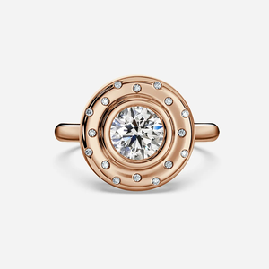 OM GEMS 14K Solid Gold 1.0 CT Round Cut Lab Diamond Halo <b>Ring</b> Fine Jewelry for Women Vintage Inspired Handmade <b>Indian</b> Jewelry - Product Image 2