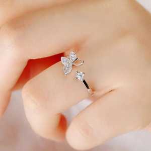 Butterfly Shapes Round Cut Diamond Promise Open Band <b>Ring</b> Lab Grown 10K Solid Gold Party Occasion Gift For Lovers - Product Image 3