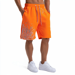 กางเกงขาสั้นแฟชั่นสตรีทประดับเพชรสำหรับผู้ชาย กางเกงวิ่งจ๊อกกิ้ง กางเกงขาสั้นผ้าฟลีซประดับเพชร กางเกงขาสั้นเอวยางยืดประดับเพชรสำหรับผู้ชาย - Product Image 3